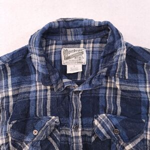 Overdrive Clothing Tartan Flannel Casual Button Shirt Mens Size Small S Blue
